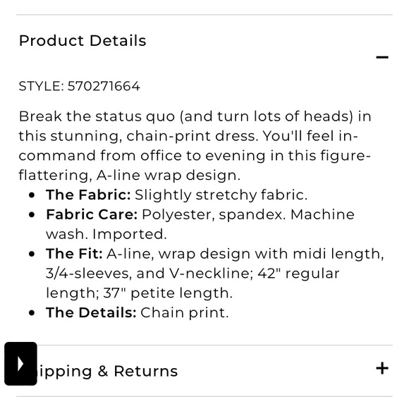 Chico’s Chain Print Wrap Dress - Picture 7 of 8